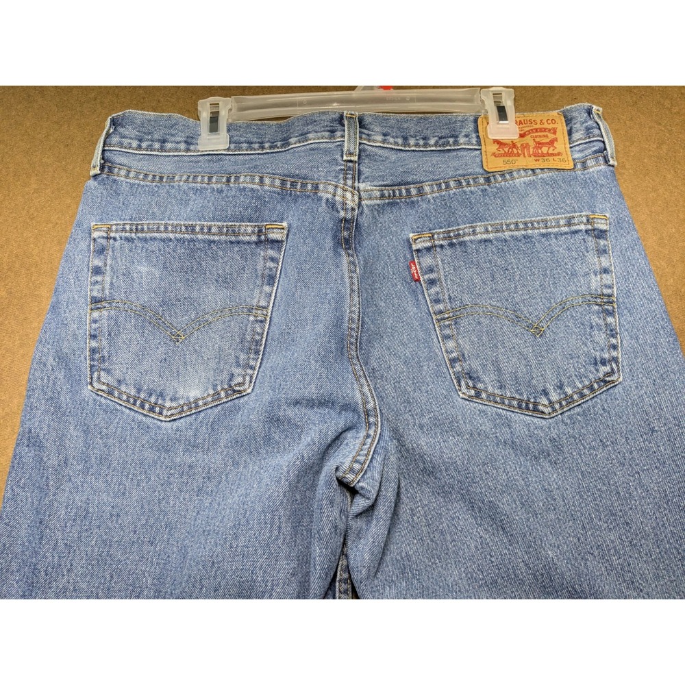 Lot of 2 Levis 550 Relaxed Fit Jeans Mens 36x30 Blue Denim Modified Hem - Picture 14 of 16